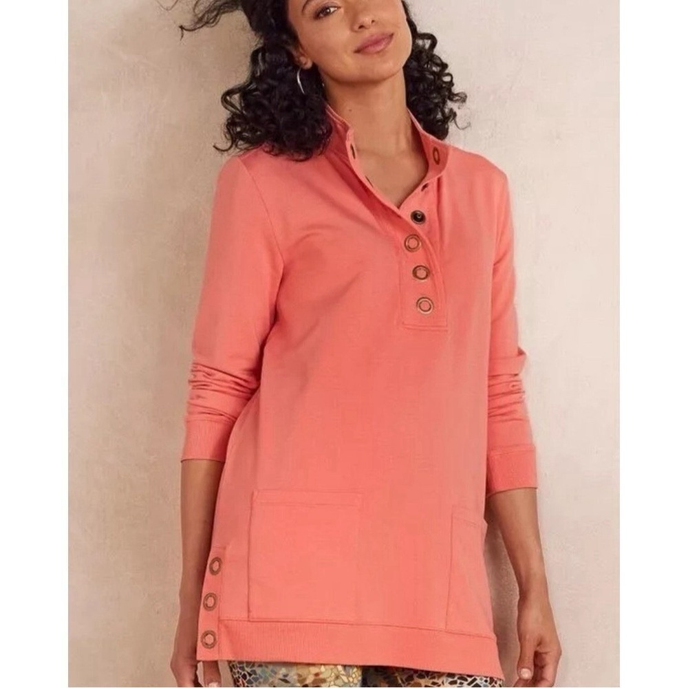 Soft Surroundings Women's Lakshmi Pullover Tunic Peach Size L Lightweight Comfy
